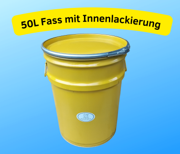 50 Liter Stahlfass "Einzeln" Gelb mit Innenlackierung Eimer Deckelfass Behälter